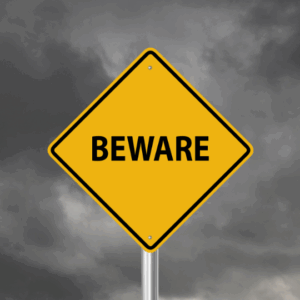 Warning sign with the word beware on it